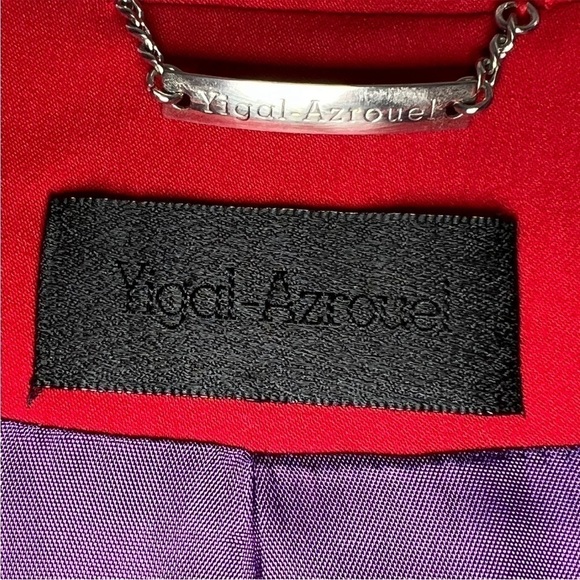 YIGAL‎ AZROUEL Cherry Wool Crepe Classic Single Button Tailored Blazer Jacket 4 - Picture 8 of 9